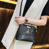 Sequins Tote Bags PU Leather Shell Clutch Bags