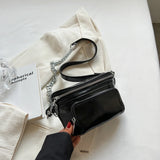 Leather Chest Bag Chain Fanny Waist Pack Two Layer Pouch Belt Phone Purse