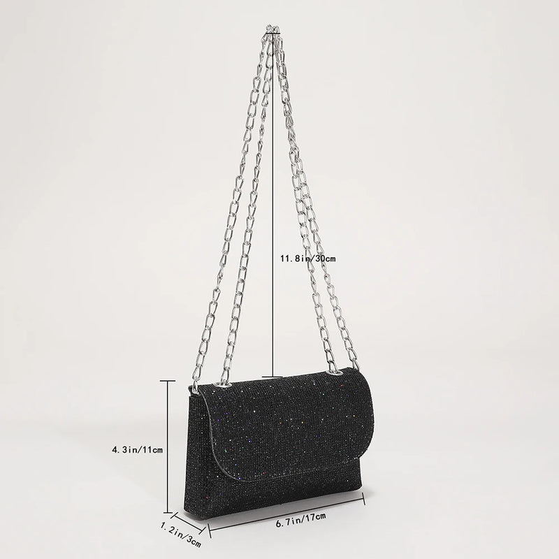 Sequins Clutch Evening Bag Crossbody Handbag with Chain