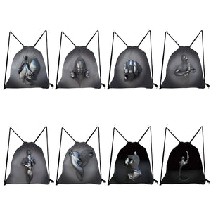 Abstract Print Drawstring Backpack, Retro Style