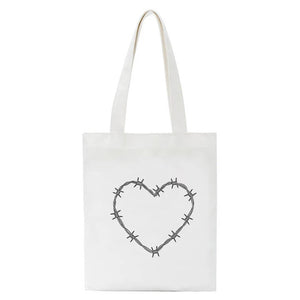 Love Print Y2k Anime Canvas Shopping Bag