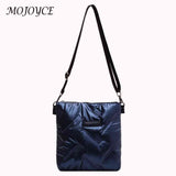Quilted Cotton Padded Shoulder Handbag Solid Crossbody Zipper for Travel Lady