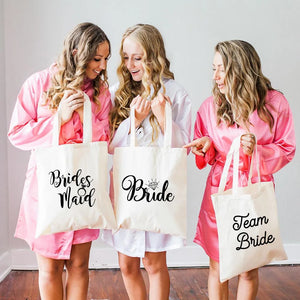 Bridal Bachelorette Party Team Bride Wedding Gift Canvas Tote Shoulder Bags