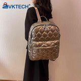 Quilted Nylon Rucksack Solid Casual Travel Lady Backpack