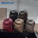 Quilted Nylon Rucksack Solid Casual Travel Lady Backpack