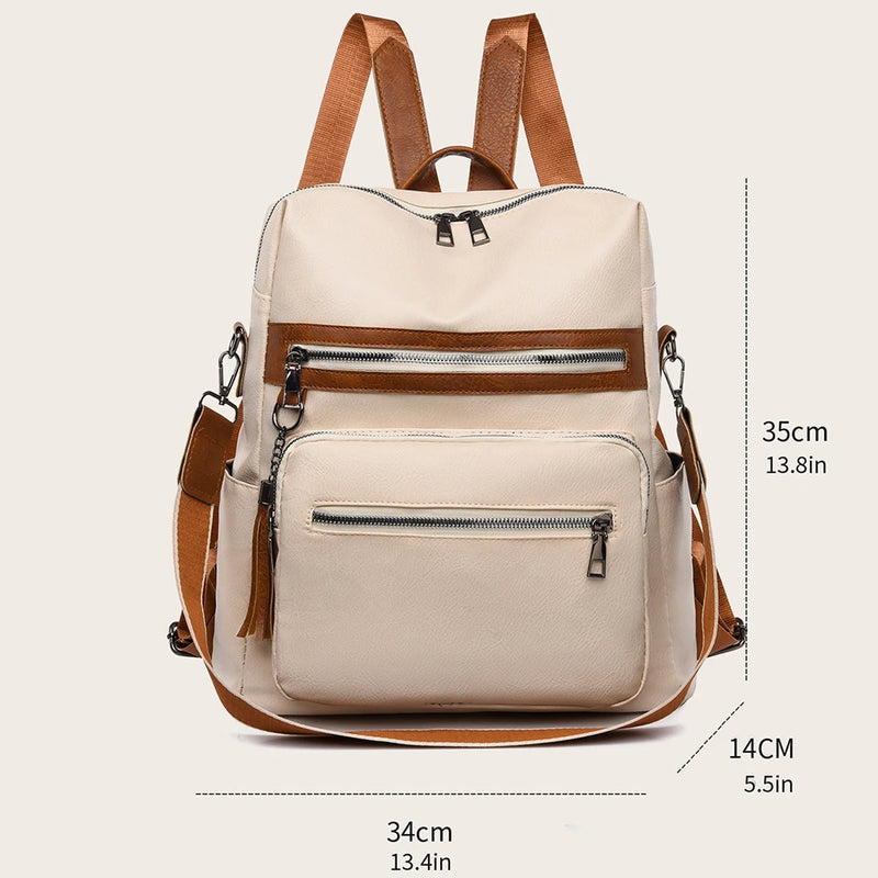 Shoulder Backpack Students Tote Schoolbag Leather Girl Travel Bags