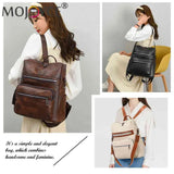 Shoulder Backpack Students Tote Schoolbag Leather Girl Travel Bags
