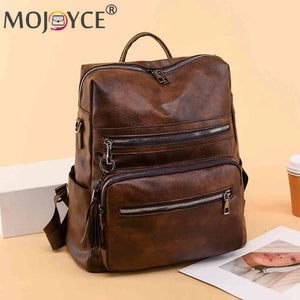 Shoulder Backpack Students Tote Schoolbag Leather Girl Travel Bags