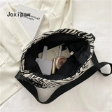 Vintage Striped Chain Crossbody Bag Women Casual Canvas