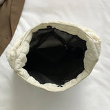 Soft Cotton Shoulder Bag Quilted Rhombus Pattern Lightweight Handbag