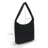 Soft Cotton Shoulder Bag Quilted Rhombus Pattern Lightweight Handbag