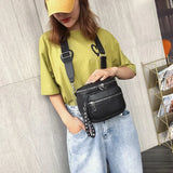 Bucket Bag PU Leather Small Round Shoulder Bag Women Casual Crossbody Bag