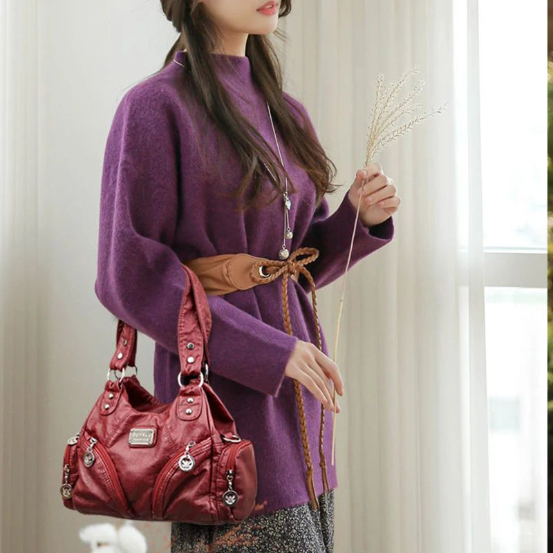 Women's PU Leather Crossbody Shoulder Bag Casual Shopping Handbag
