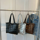 Quilted Top-handle Shoulder Bag Large Capacity Nylon for Ladies Girl