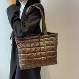 Quilted Top-handle Shoulder Bag Large Capacity Nylon for Ladies Girl