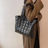 Quilted Top-handle Shoulder Bag Large Capacity Nylon for Ladies Girl
