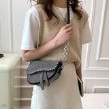 Women's Rhinestone Saddle Bag Crossbody Handbag