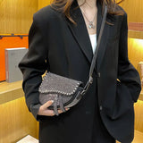Women's Rhinestone Saddle Bag Crossbody Handbag
