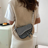 Women's Rhinestone Saddle Bag Crossbody Handbag