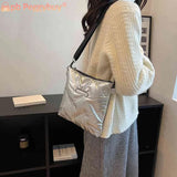 Quilted Cotton Shoulder Bag Padded Handbag Women Lady Purse