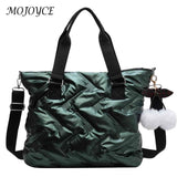 Quilted Crossbody Bag with PomPom, Large Capacity Ladies Tote Handbag