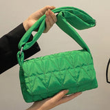 Quilted Rhombus Shoulder Bag with Wide Strap