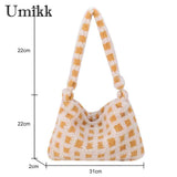 Soft Plush Shoulder Bag for Women - Autumn Winter Underarm Bag