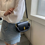 Small Shoulder Bag Crossbody Handbag for Women PU Leather Square Solid Colour