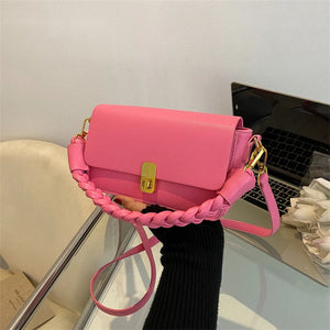 Small Shoulder Bag Crossbody Handbag for Women PU Leather Square Solid Colour