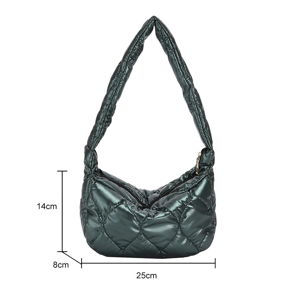 Cotton Padded Shoulder Bag Rhombus Pattern Ladies Tote Handbag