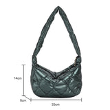Cotton Padded Shoulder Bag Rhombus Pattern Ladies Tote Handbag