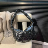 Cotton Padded Shoulder Bag Rhombus Pattern Ladies Tote Handbag