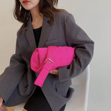 Quilted Crossbody Bag with Belt Buckle - Women's Shoulder Bag