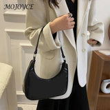 Shoulder Bag Women Patent Leather Solid Crescent Handbag Ladies