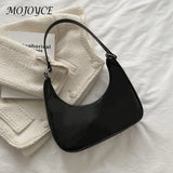 Shoulder Bag Women Patent Leather Solid Crescent Handbag Ladies