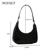 Shoulder Bag Women Patent Leather Solid Crescent Handbag Ladies