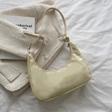 Shoulder Bag Women Patent Leather Solid Crescent Handbag Ladies