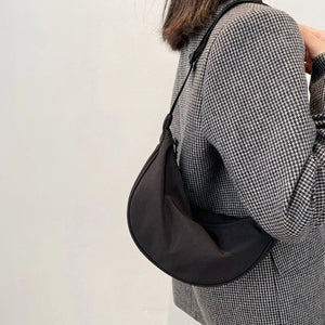 Nylon Crossbody Satchel Bag with Wide Strap