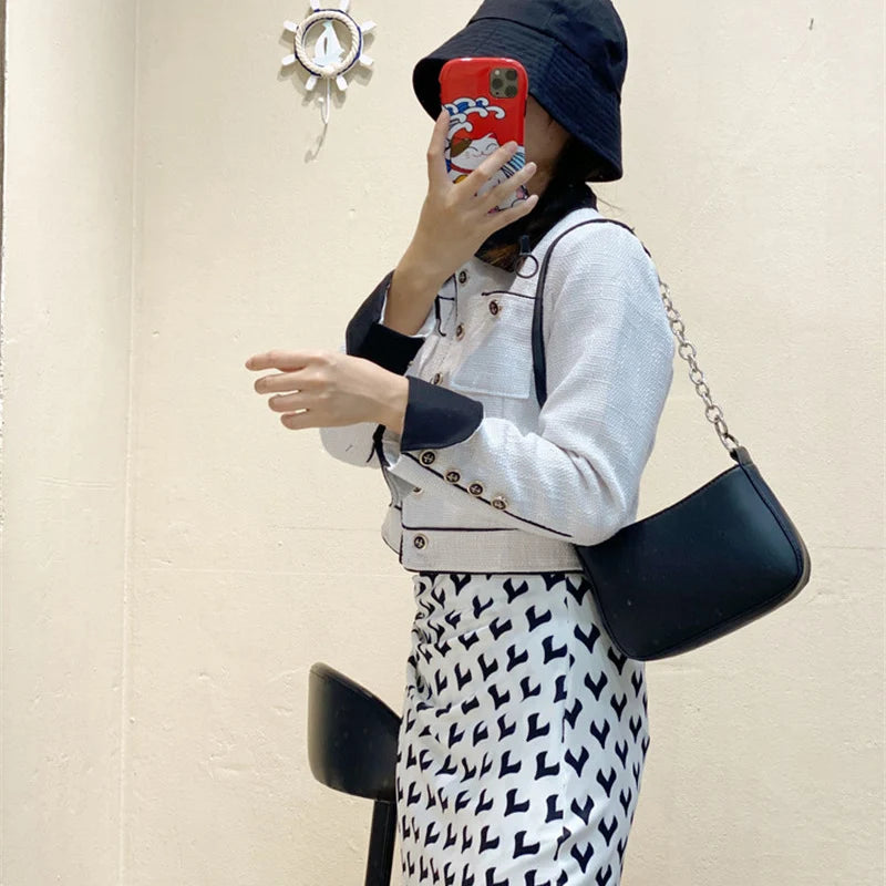 Small PU Leather Underarm Handbag for Women