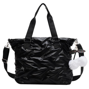 Casual Messenger Bag with PomPom and Large Capacity