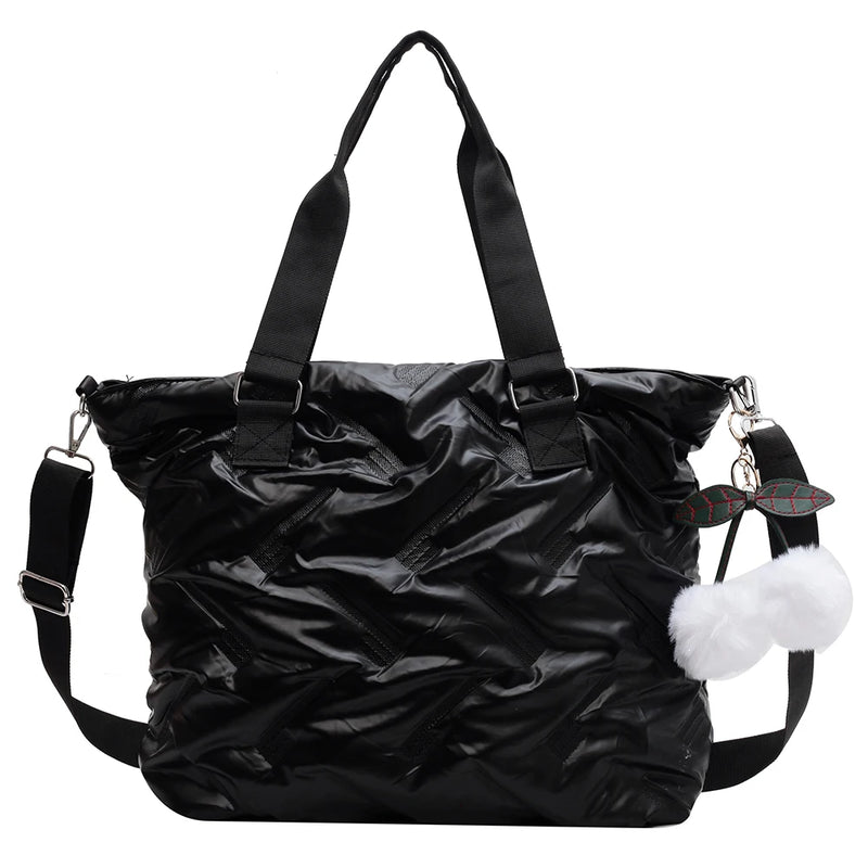 Casual Messenger Bag with PomPom and Large Capacity