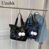 Casual Messenger Bag with PomPom and Large Capacity