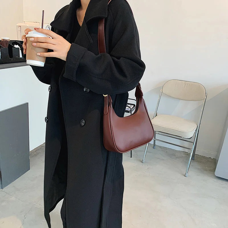 Casual Crossbody Bag Women PU Leather Handbag Solid