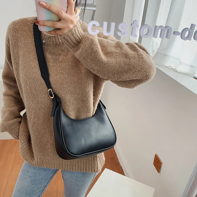 Casual Crossbody Bag Women PU Leather Handbag Solid
