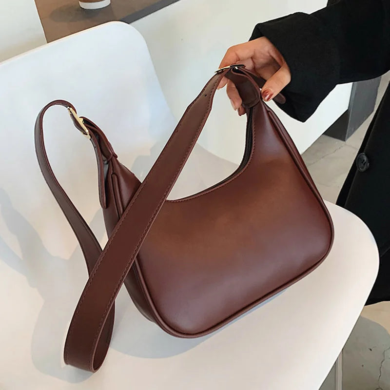 Casual Crossbody Bag Women PU Leather Handbag Solid