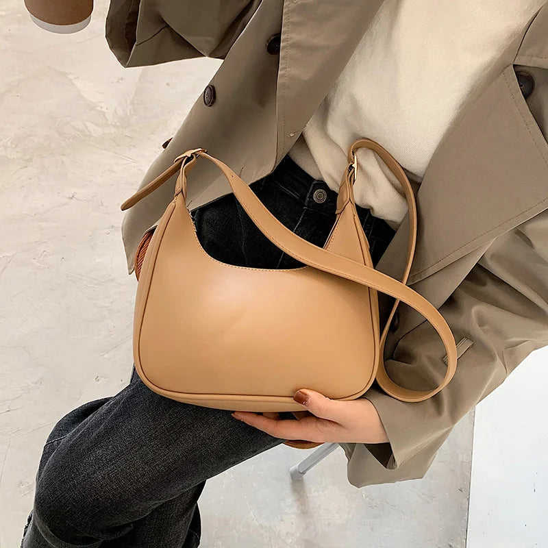 Casual Crossbody Bag Women PU Leather Handbag Solid