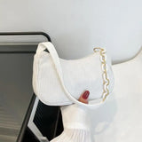 Corduroy Crossbody Bag Casual Solid Handbag Women's Shoulder Bag
