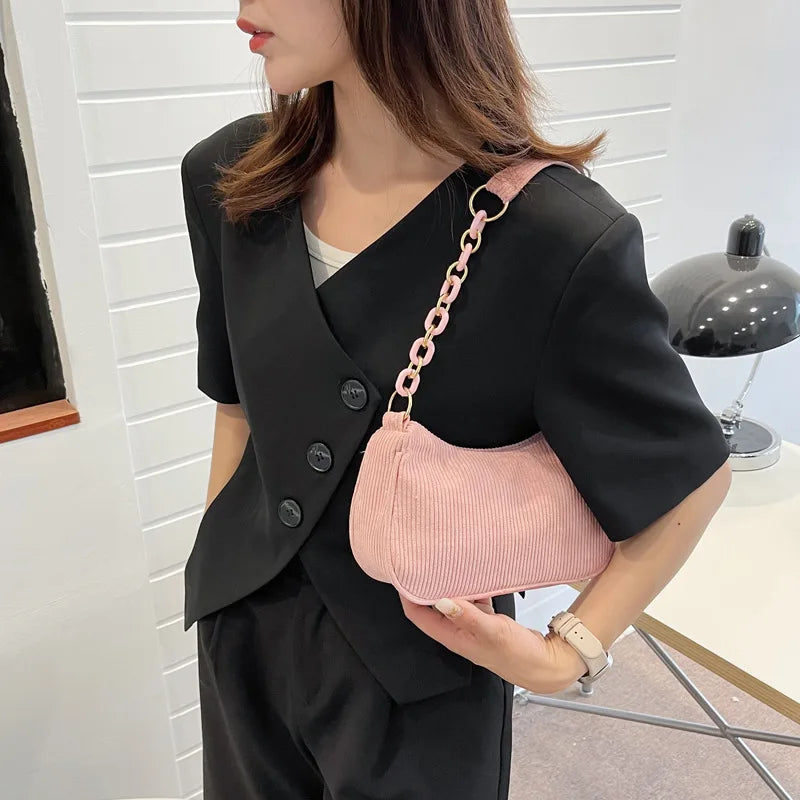 Vintage Shoulder Bag Soft Plush Handbag Mini Cosmetic Bag