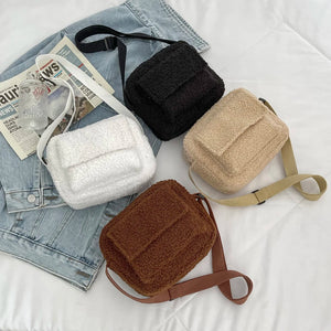 Lamb Wool Chain Crossbody Messenger Bag for Travel Shopping
