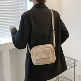 Women Vintage Lamb Wool Shoulder Bag Chain Crossbody Messenger Bag